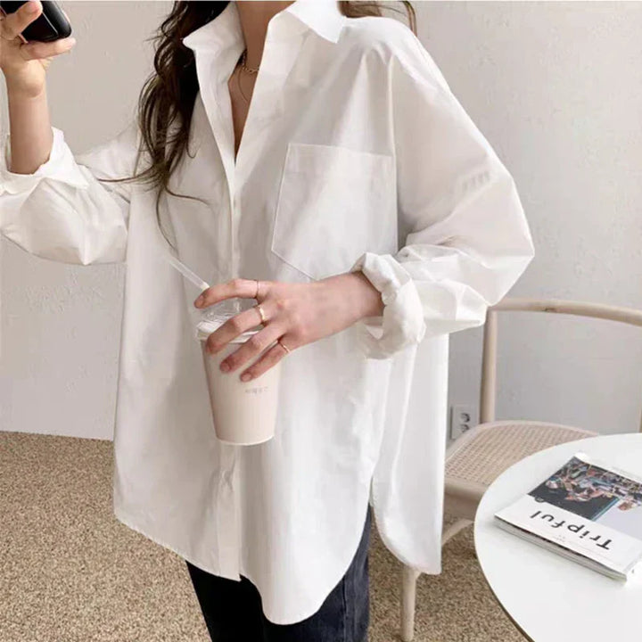 Idalina | Blouse Chemise Surdimensionné pour Femme avec Col
