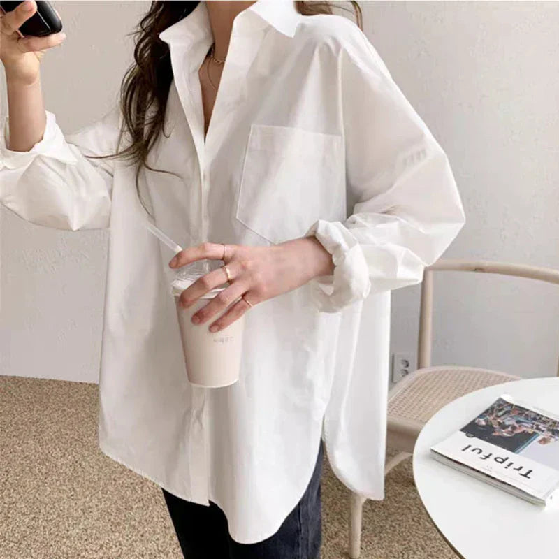 Idalina | Blouse Chemise Surdimensionné pour Femme avec Col