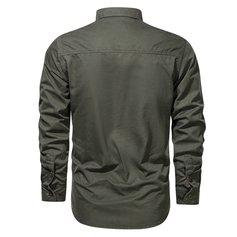 Fyran | Hommes Coton Chemise Avec Longue Manches Et Coffre Poches
