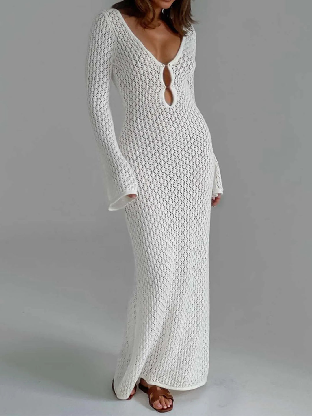 Fidelia | Longue Dentelle Robe Avec Large Manches