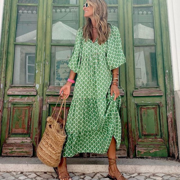 Giulietta | Asymétrique V-Col Robe Avec Géométrique Modèle