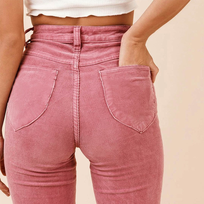 Donatella | Pantalon évasé en Velours Côtelé avec Poches pour Femmes