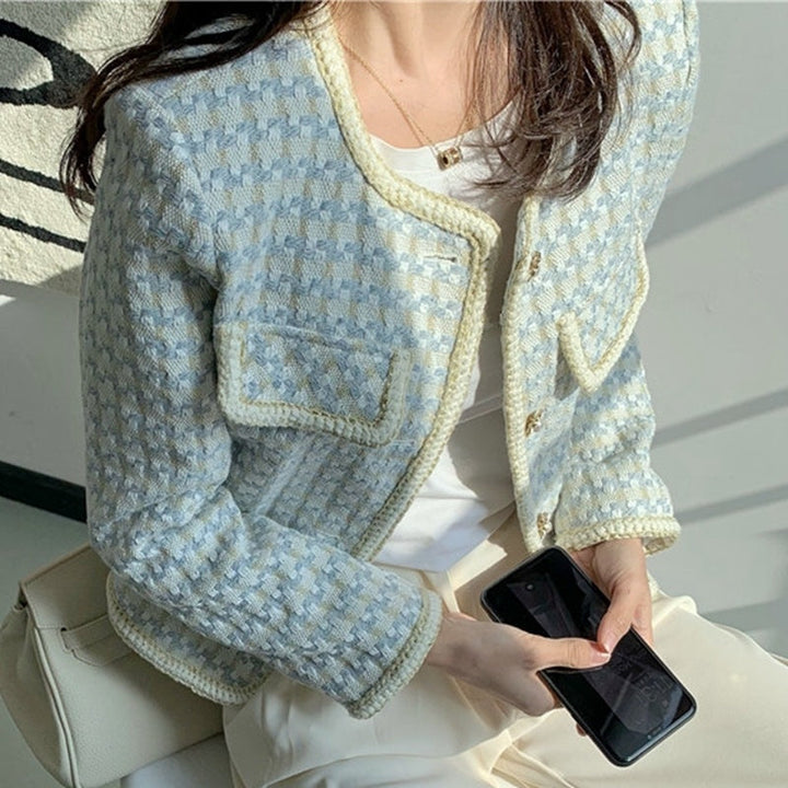 Klavdia | Manteau Court à Carreaux pour Femmes