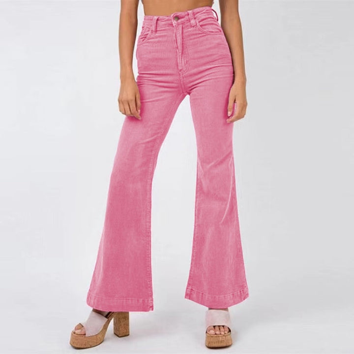 Donatella | Pantalon évasé en Velours Côtelé avec Poches pour Femmes