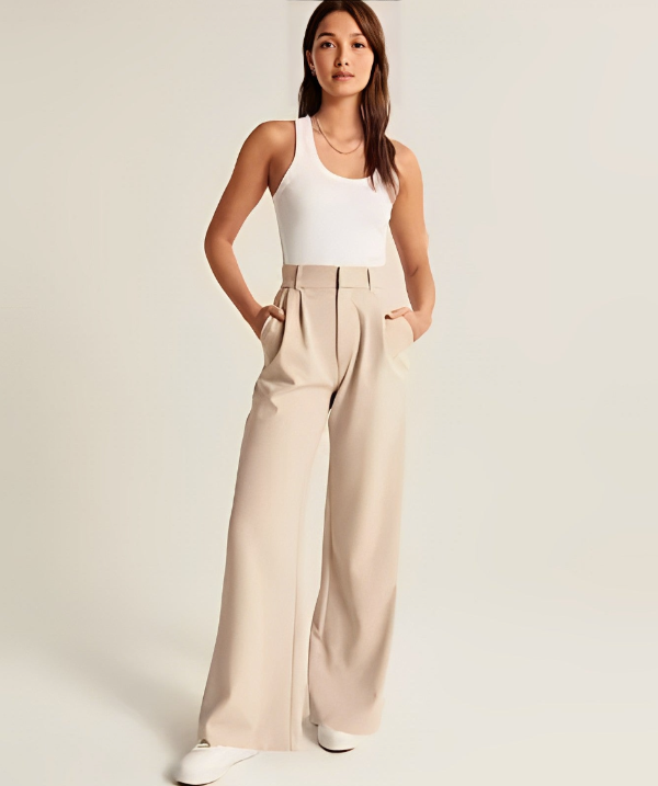Fiorella | Taille-Haute Tailleur Ajusté Jambe-Large Femme Pantalon