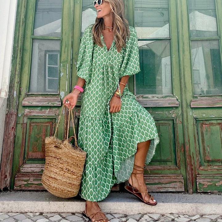 Giulietta | Asymétrique V-Col Robe Avec Géométrique Modèle
