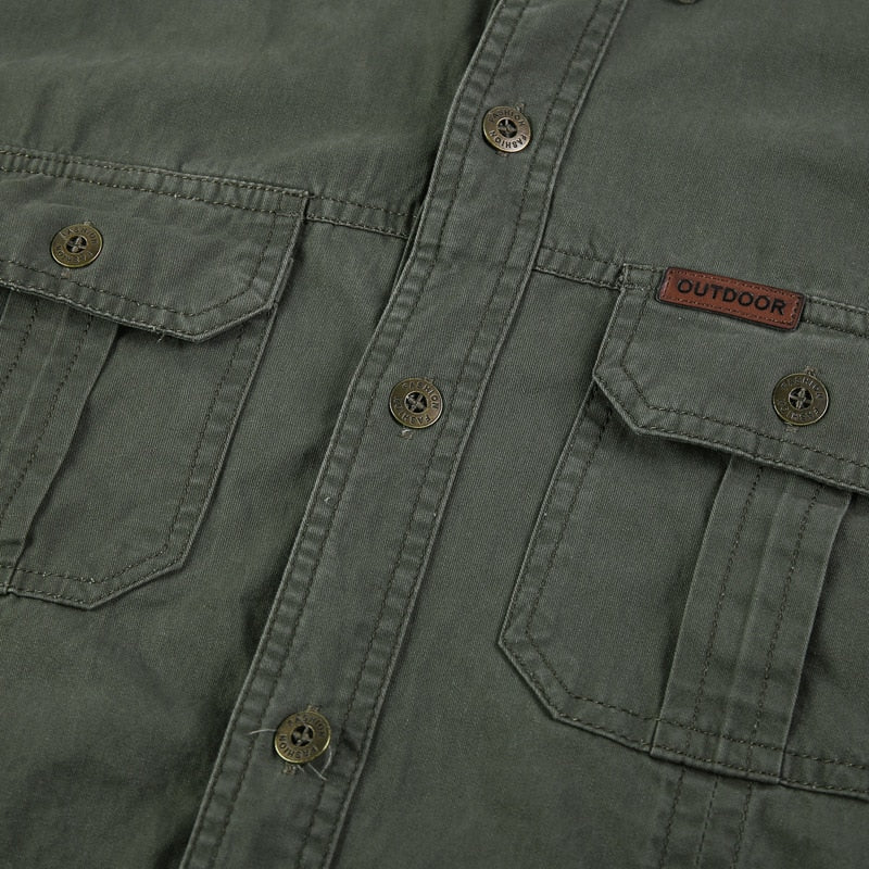 Fyran | Hommes Coton Chemise Avec Longue Manches Et Coffre Poches