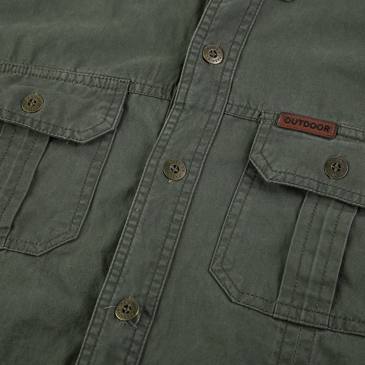 Fyran | Hommes Coton Chemise Avec Longue Manches Et Coffre Poches