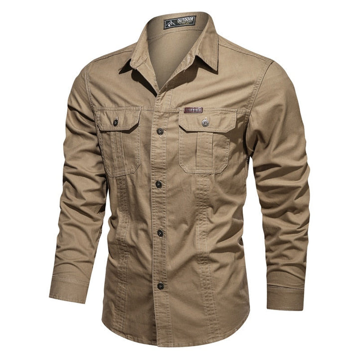 Fyran | Hommes Coton Chemise Avec Longue Manches Et Coffre Poches