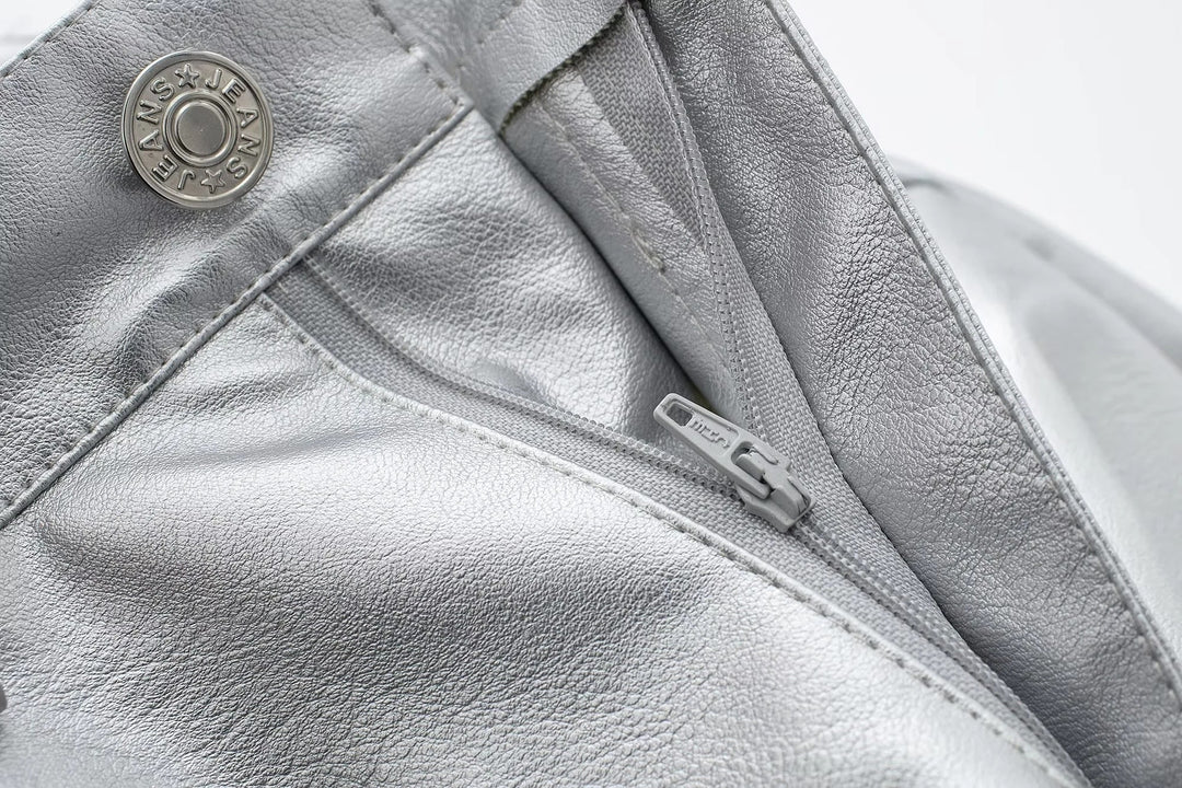 Miren | Pantalon Stylée Argent Métallisé Pour Femme