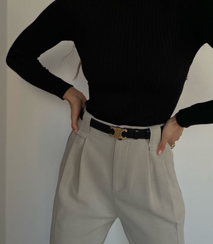 Belisaria | Stylée Cuir Ceinture Avec Dorée Boucle Pour Femmes