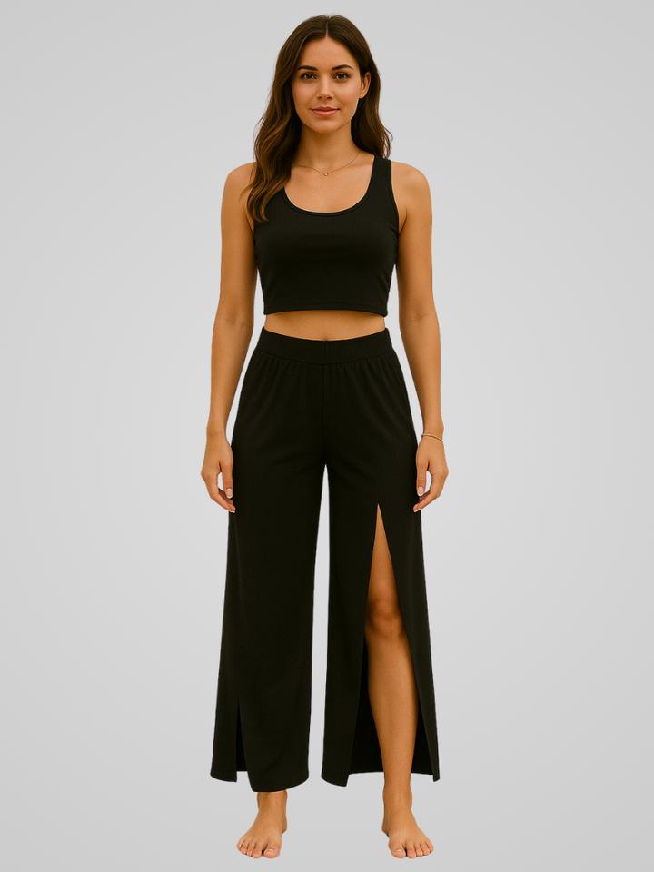 Juna | Pantalon De Yoga Stylée à Jambe Large pour femme avec Fentes Latérales
