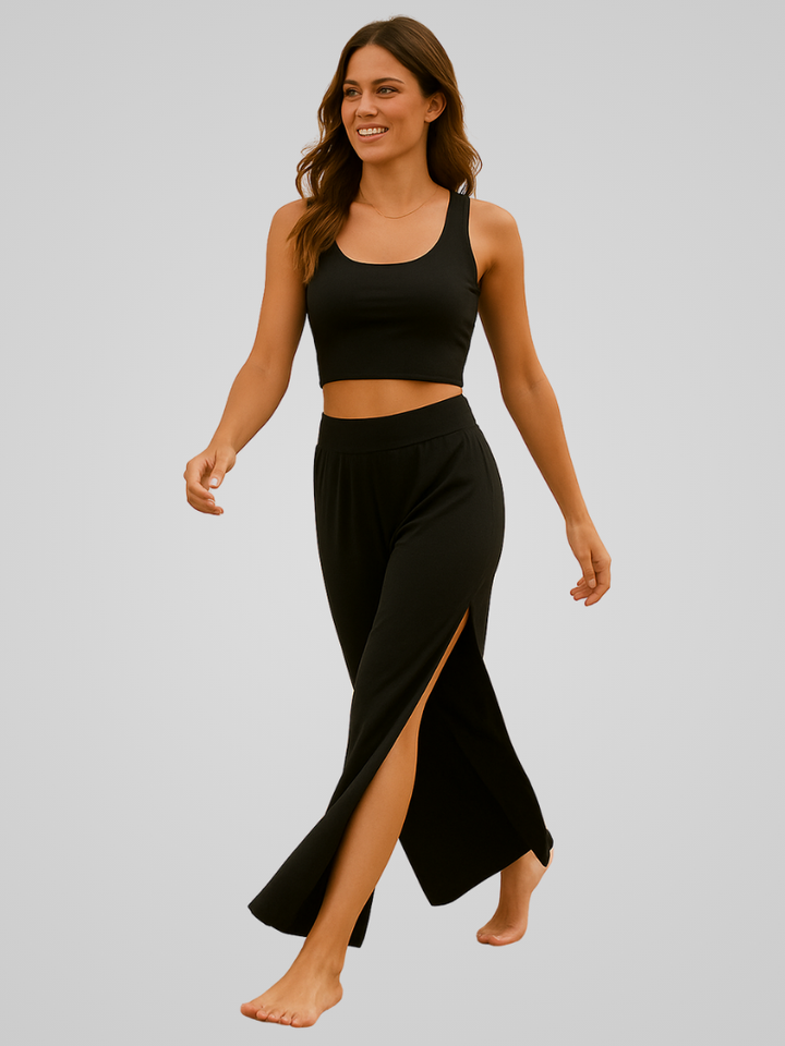 Juna | Pantalon De Yoga Stylée à Jambe Large pour femme avec Fentes Latérales