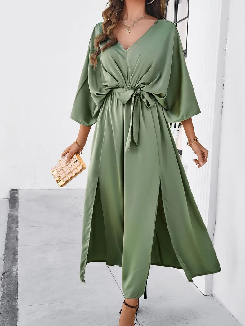 Nina | Vibrante V-Cou Printanière Robe