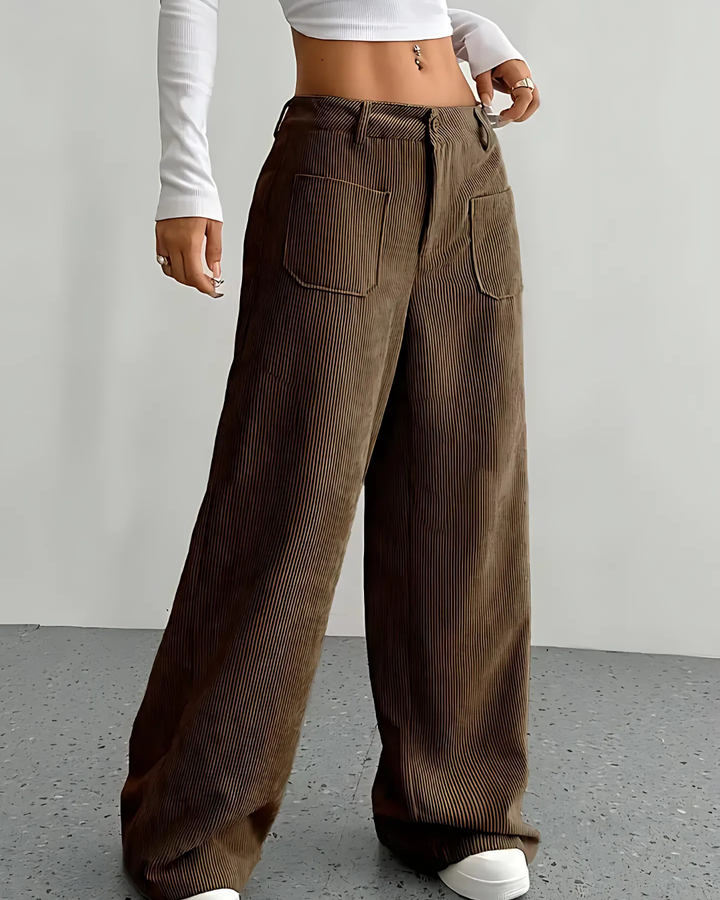 Penira | Pantalon en velours côtelé à jambes larges pour femmes