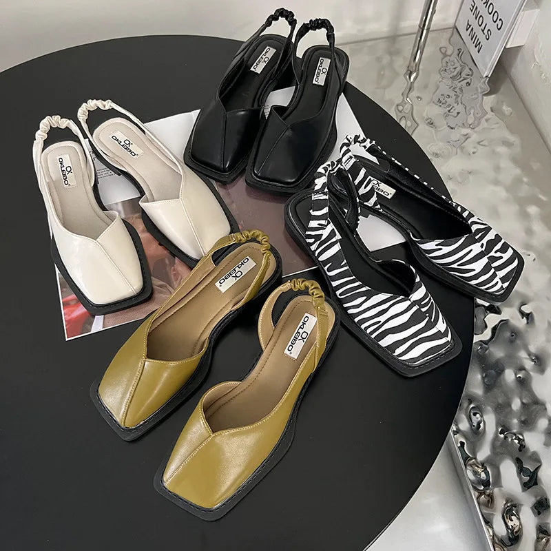 Vayla | Sandales à Bride-Arriere Pour Femmes avec Bout Carré - Conception Unique