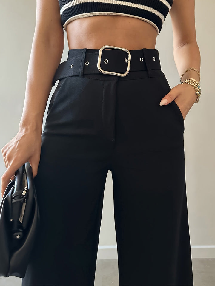 Irisa | Pantalon à Large Taille Haute avec Ceinture