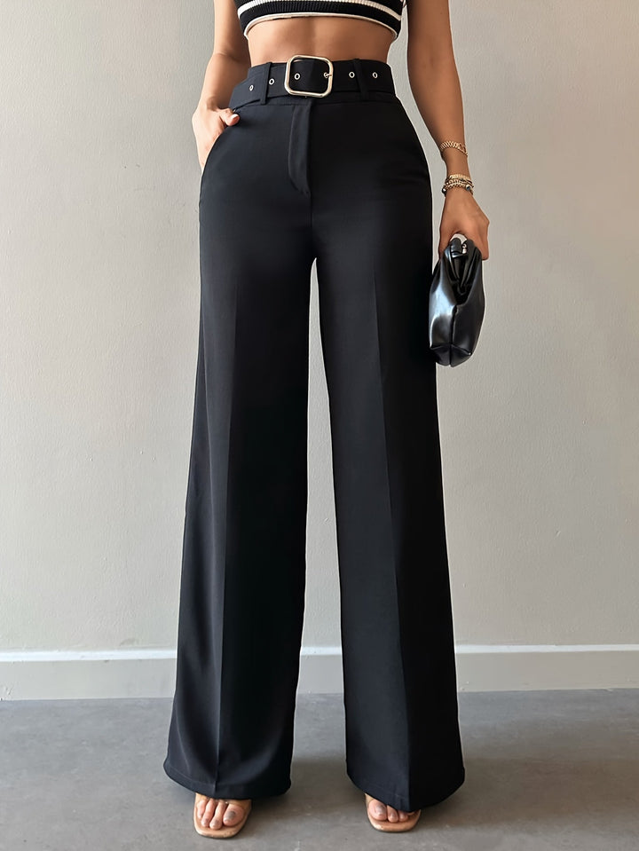 Irisa | Pantalon à Large Taille Haute avec Ceinture