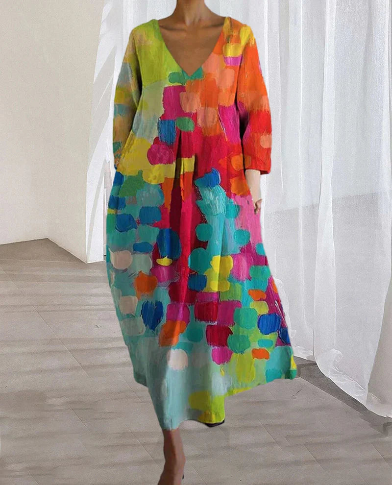 Calliope | Femmes Robe Colorée à Col en V