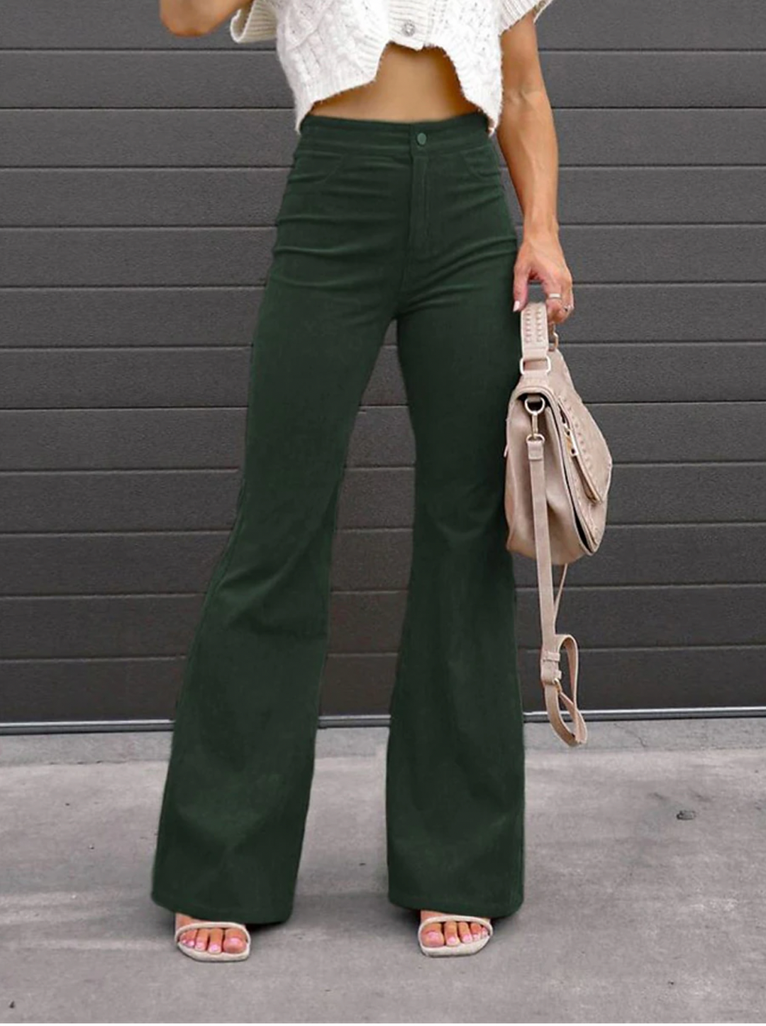 Piper | Pantalon Évasé en Velours Côtelé Millésimé à Taille Haute Pour Femmes