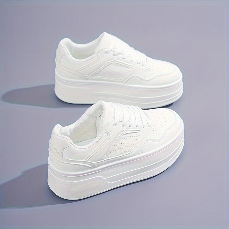 Elarith | Femme Baskets à Plateforme Blanches