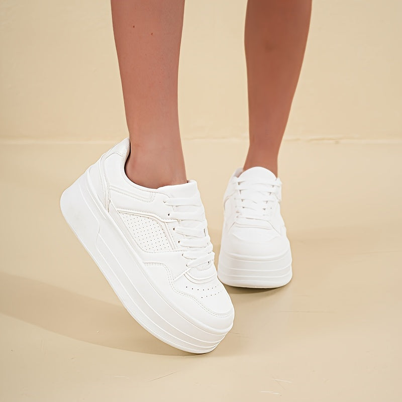 Elarith | Femme Baskets à Plateforme Blanches