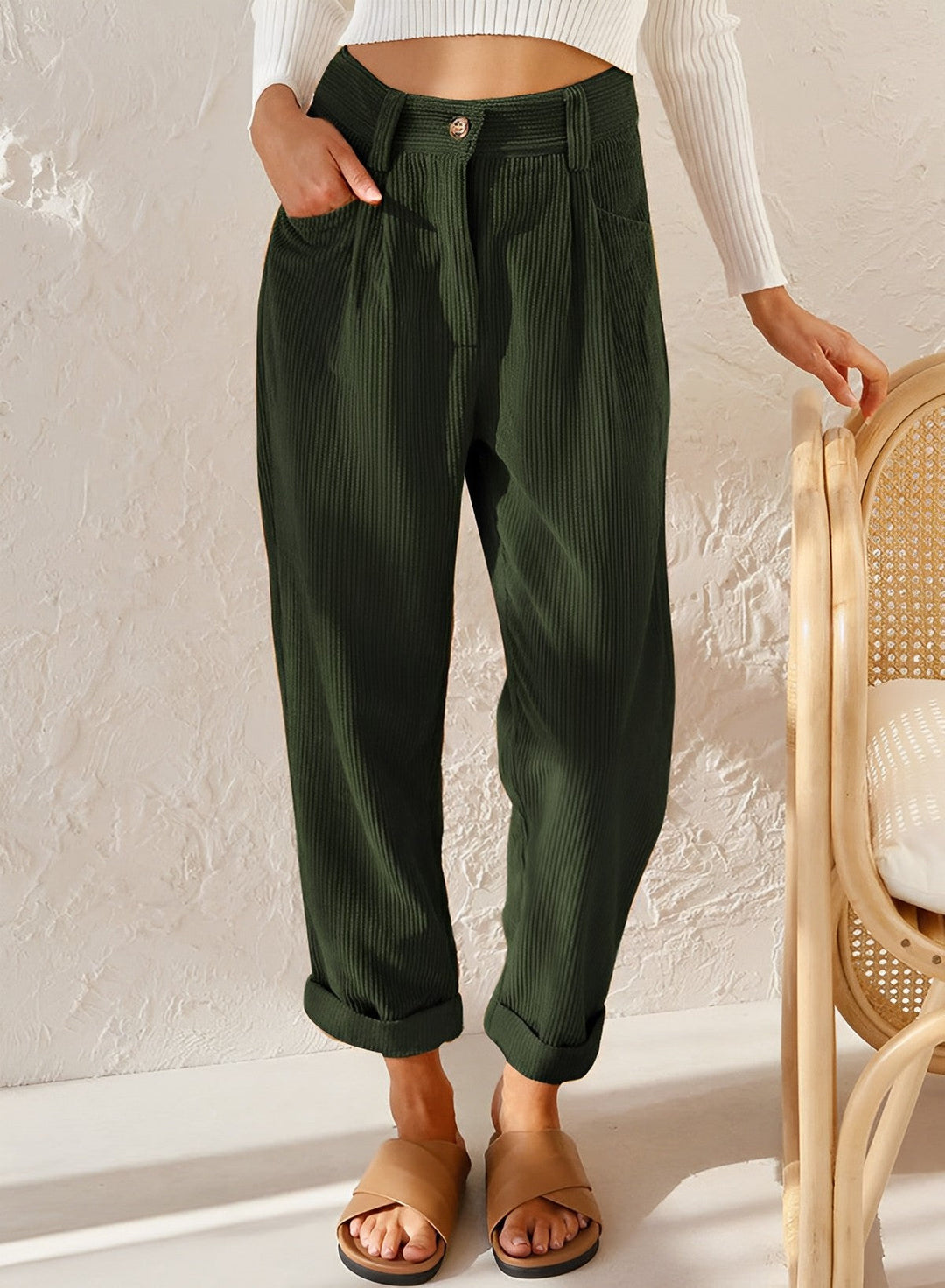 Amaya | Stylée Velours Côtelé Pantalon Pour Femmes