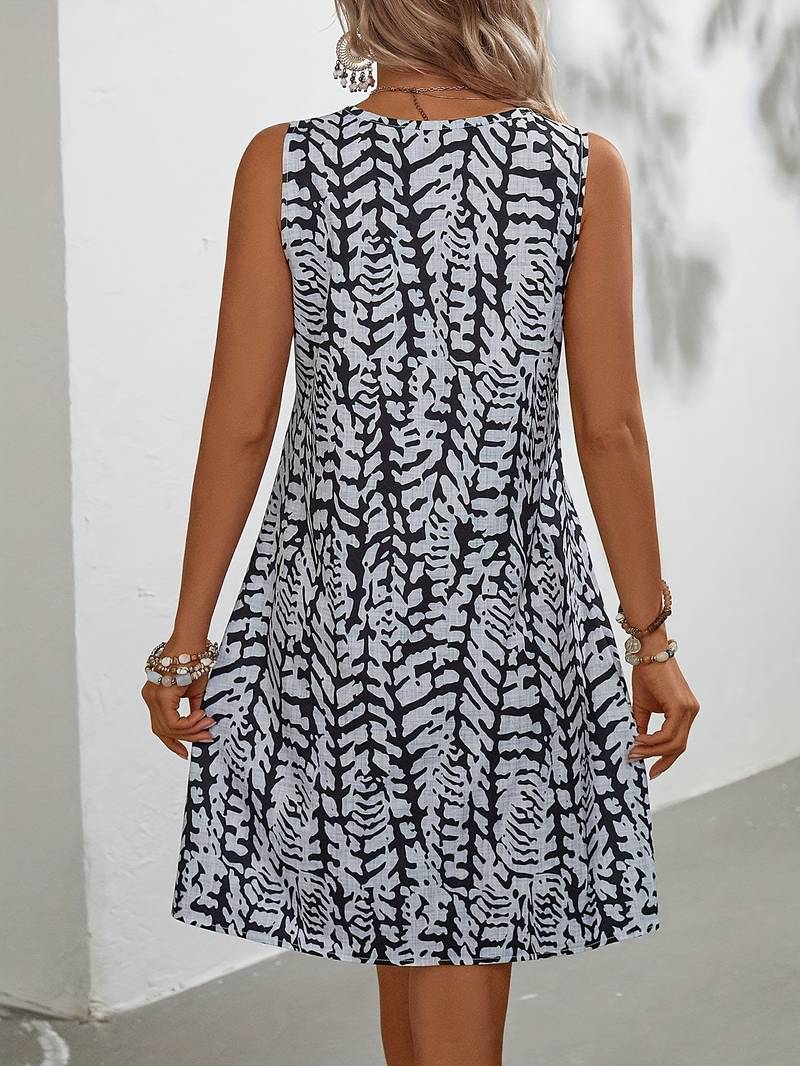 Nysra | Abstrait Été Robe Avec Ronde Cou