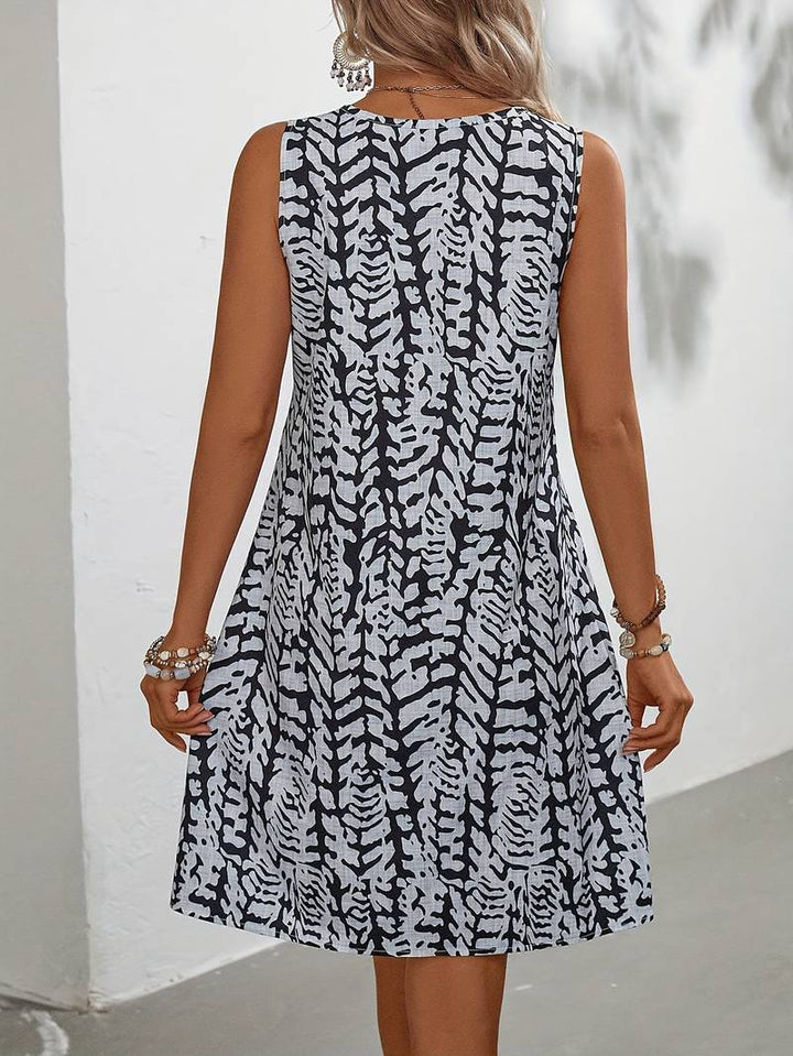 Nysra | Abstrait Été Robe Avec Ronde Cou
