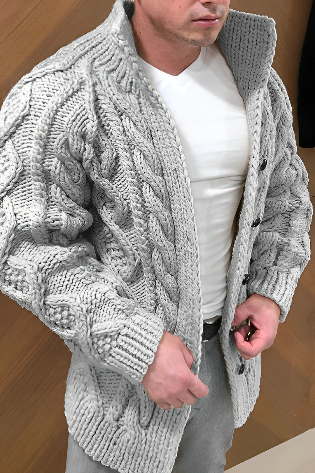 Ove | Hommes Chaud Câble Tricot Cardigan
