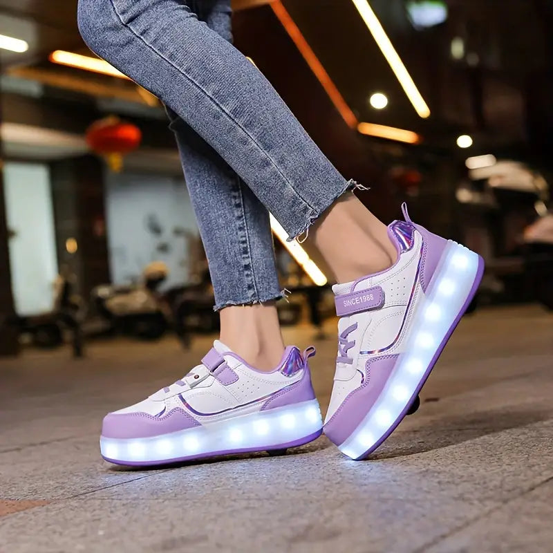 Roue Patin Chaussures à Roulettes | Baskets Populaires à Roulettes et Lumières LED Pour Enfants