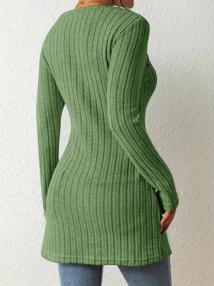 Ovelisse | Haut Côtelé Asymétrique Boutonné pour Femme