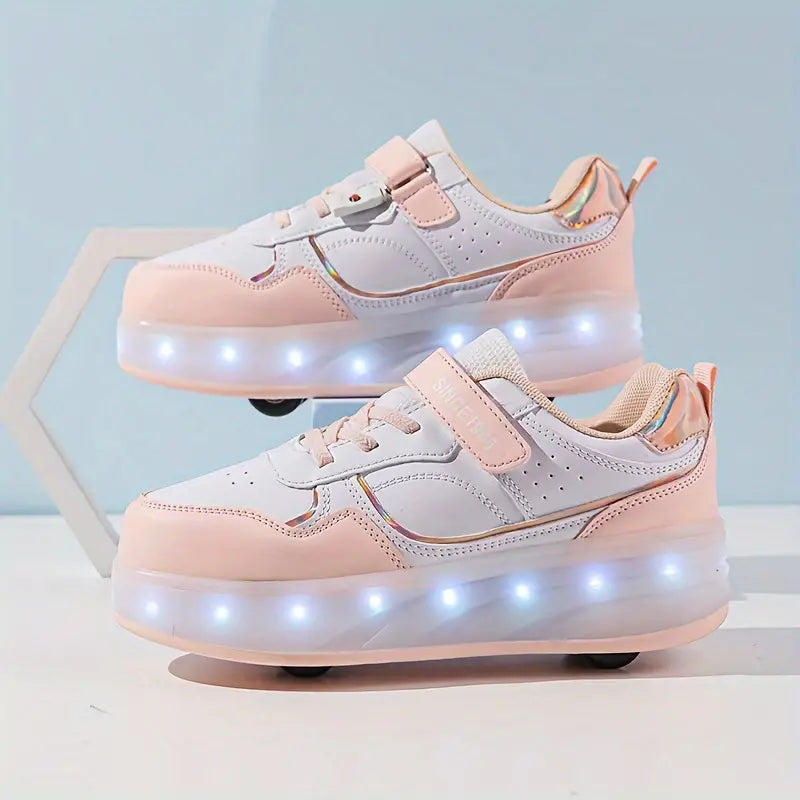 Roue Patin Chaussures à Roulettes | Baskets Populaires à Roulettes et Lumières LED Pour Enfants