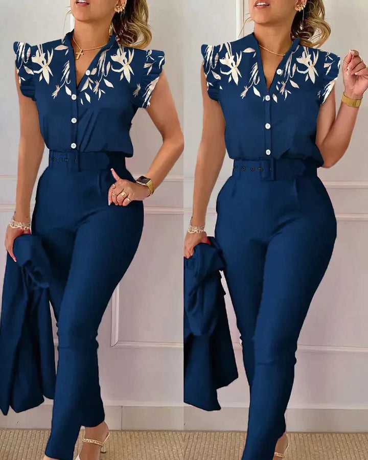 Ilira | Tenue Lounge 2 Pièces Stylé avec Haut à Imprimé Graphique et Pantalon Confortable