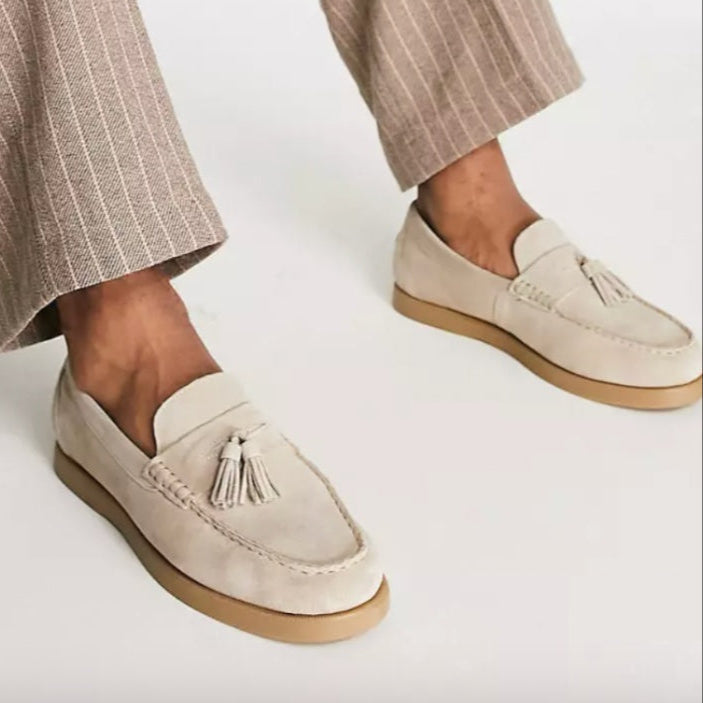 Fendrick | Homme Daim Flâneuses Avec Épaisse Semelle Et Pompon