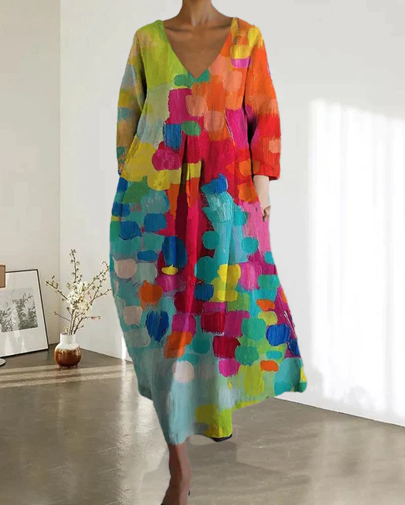 Calliope | Femmes Robe Colorée à Col en V