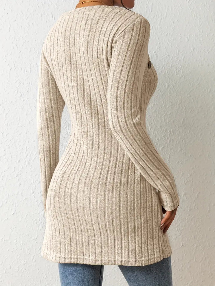 Ovelisse | Haut Côtelé Asymétrique Boutonné pour Femme