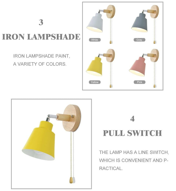 Brevik | Lampe Murale avec Interrupteur à Tirette
