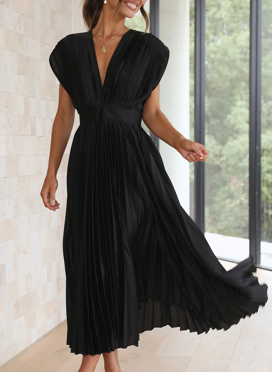 Vesper | Maxi-Robe Manches Courtes De Couleur Unie Pour Femmes