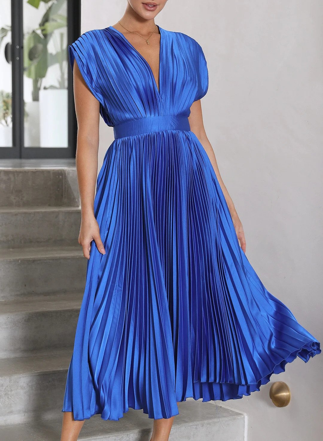 Vesper | Maxi-Robe Manches Courtes De Couleur Unie Pour Femmes
