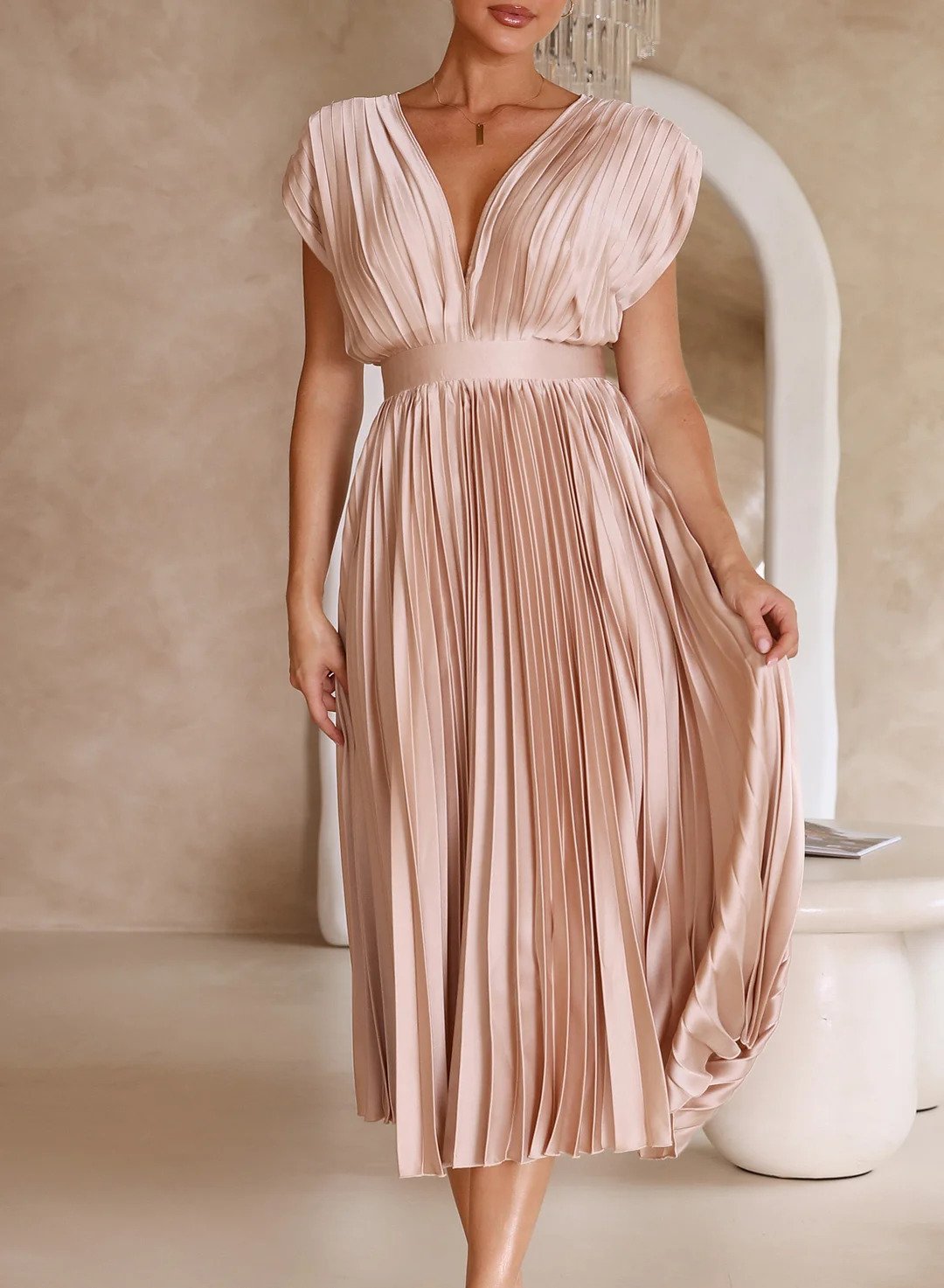 Vesper | Maxi-Robe Manches Courtes De Couleur Unie Pour Femmes