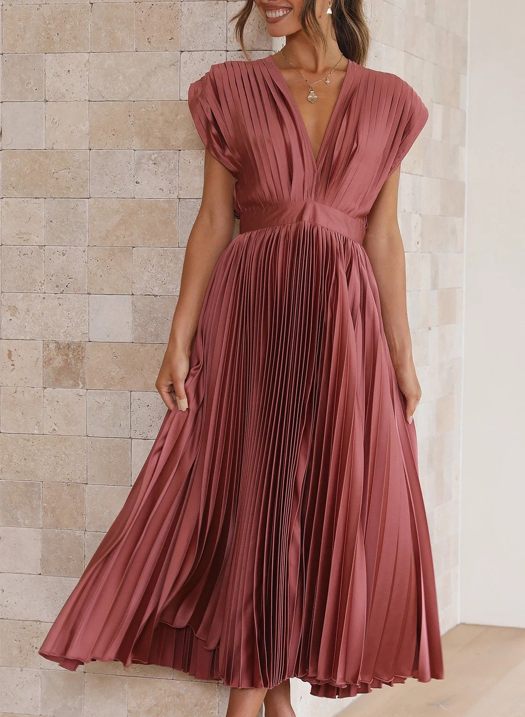 Vesper | Maxi-Robe Manches Courtes De Couleur Unie Pour Femmes