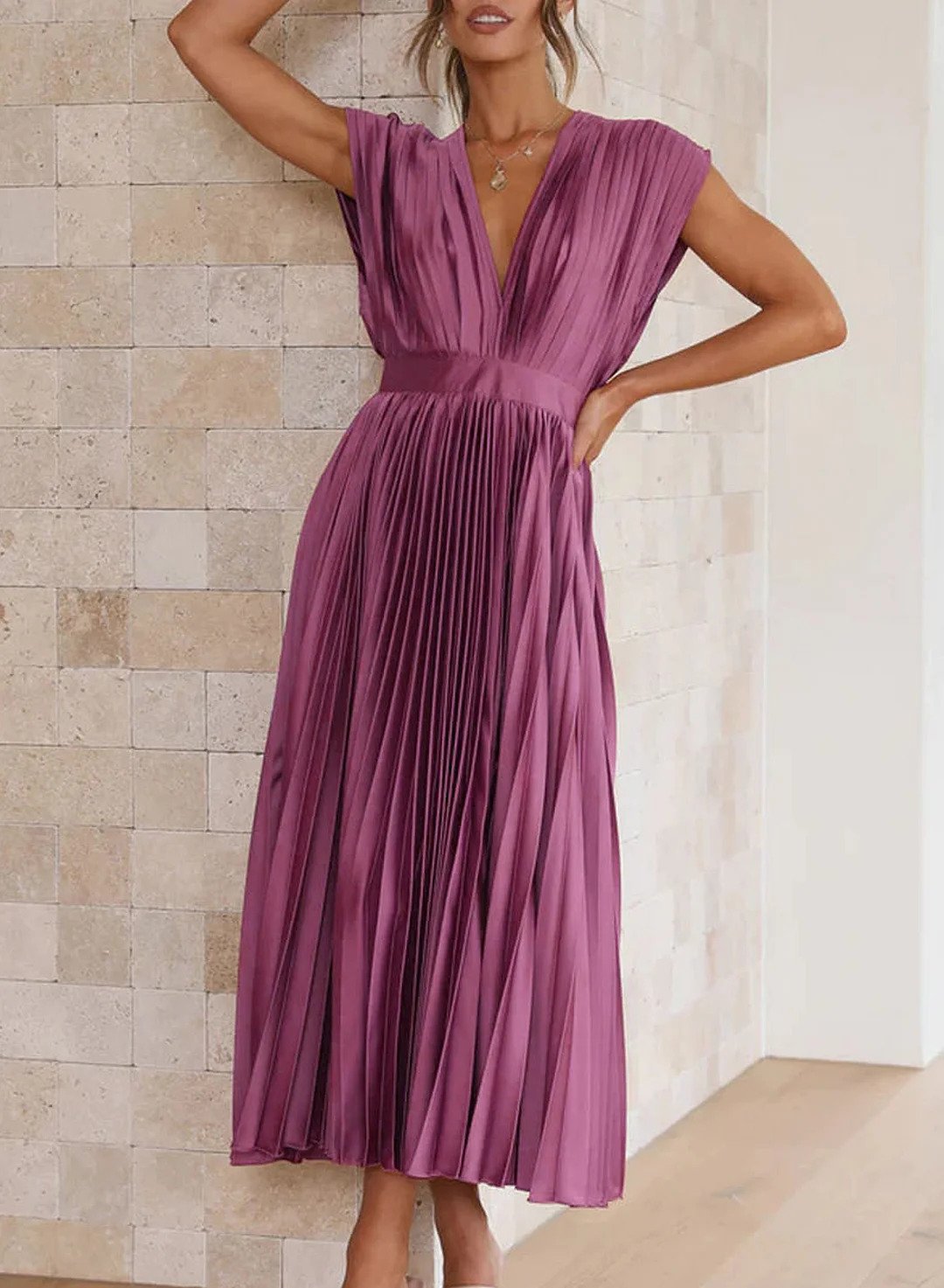 Vesper | Maxi-Robe Manches Courtes De Couleur Unie Pour Femmes
