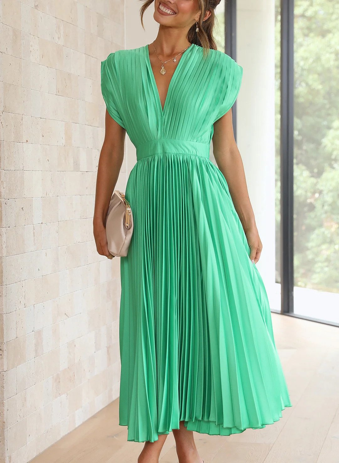 Vesper | Maxi-Robe Manches Courtes De Couleur Unie Pour Femmes
