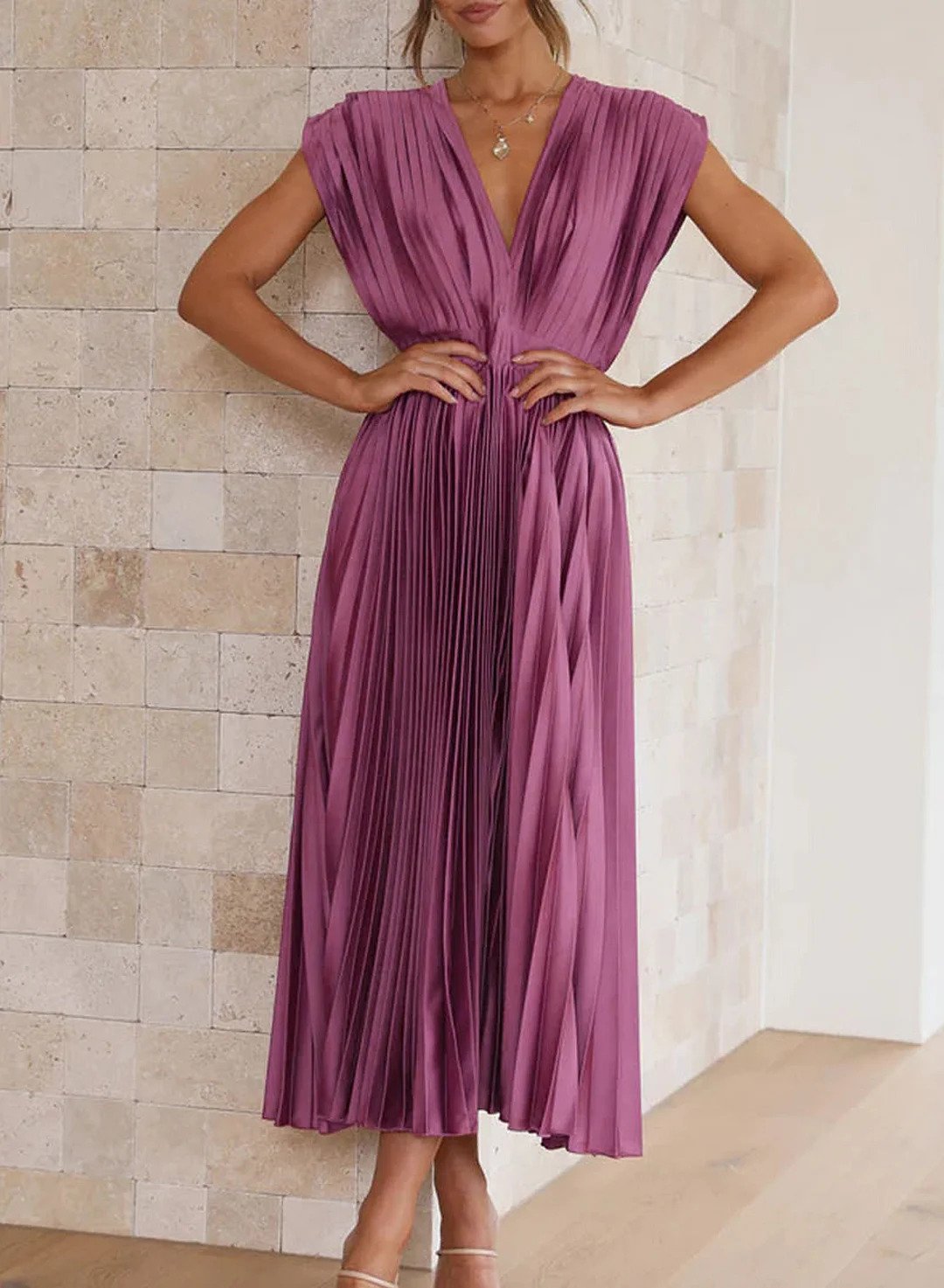 Vesper | Maxi-Robe Manches Courtes De Couleur Unie Pour Femmes