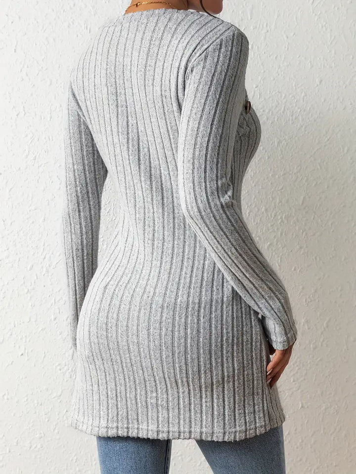 Ovelisse | Haut Côtelé Asymétrique Boutonné pour Femme