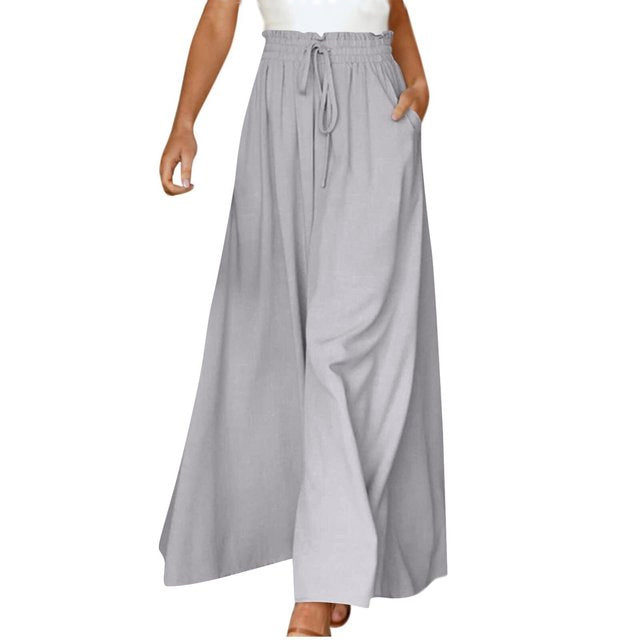 Lyra | Femmes Larges-Jambe Lin Pantalon