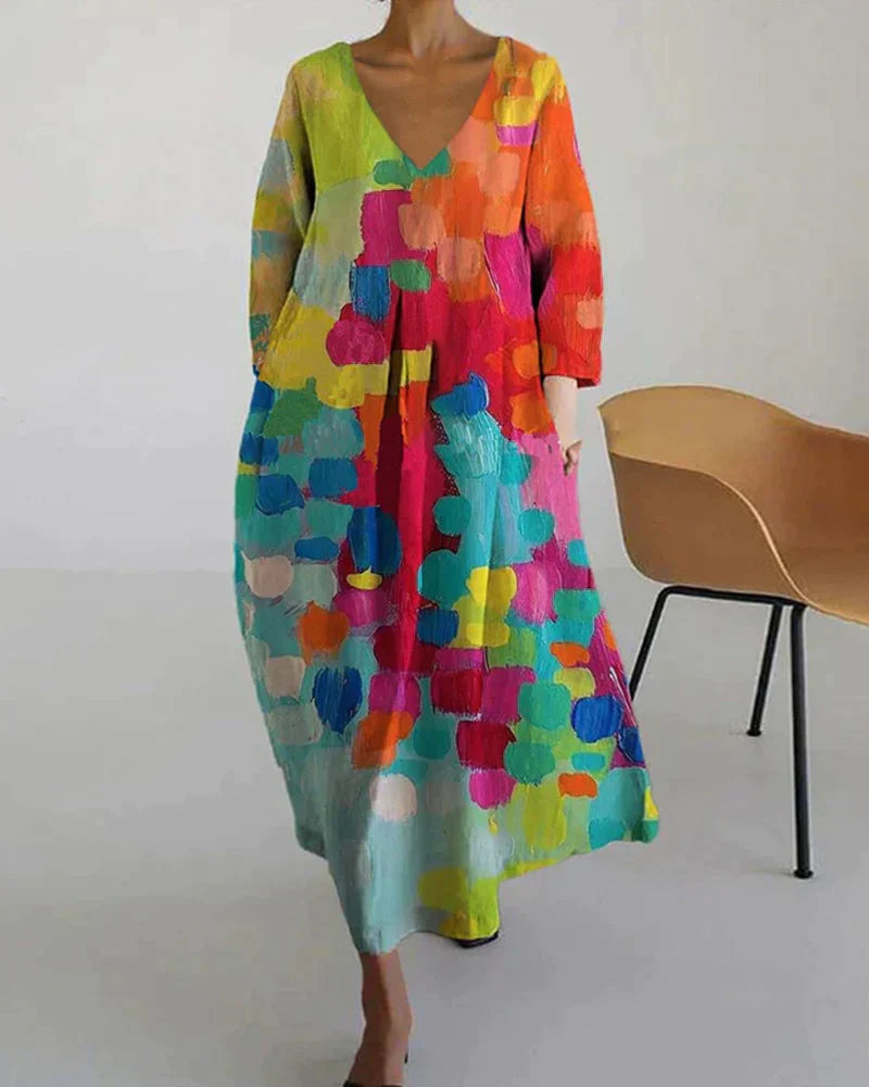 Calliope | Femmes Robe Colorée à Col en V