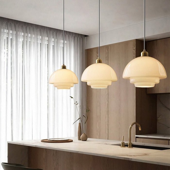 Yandir | Lampe Suspendue à Abat-jour Blanc Lait Pour Intérieurs Rétro et Modernes
