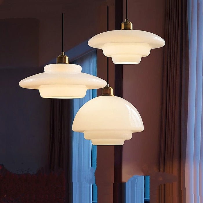 Yandir | Lampe Suspendue à Abat-jour Blanc Lait Pour Intérieurs Rétro et Modernes